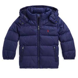 POLO Ralph Lauren Toddler Boys Water-Resistant Down Jacket, Navy Blue, Size 2T